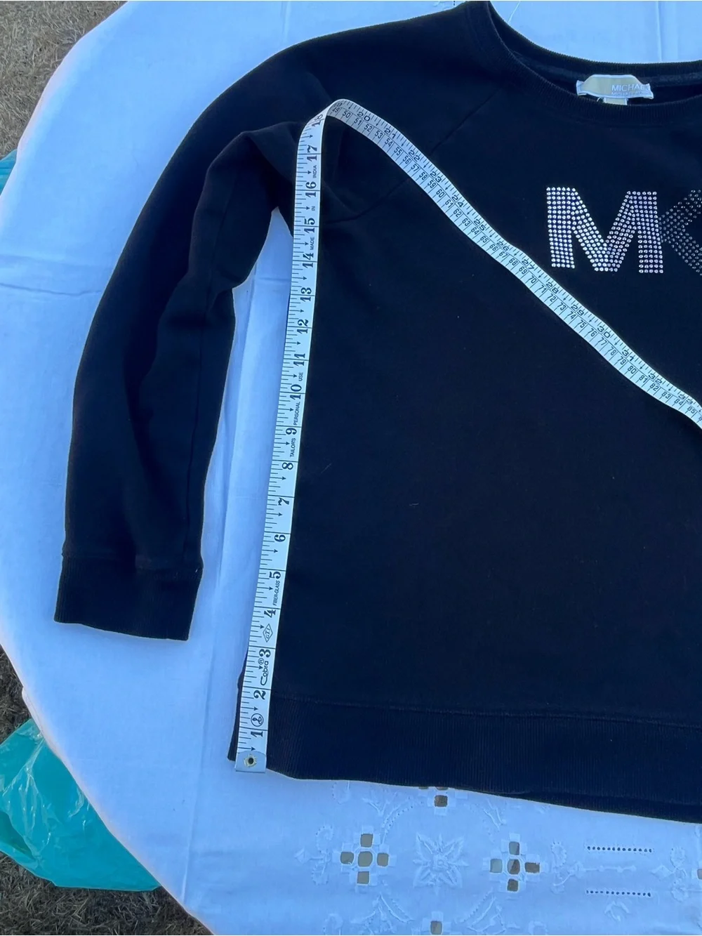 Michael Kors Black Womens ' MK Crystal Logo Pullover Sweatshirt